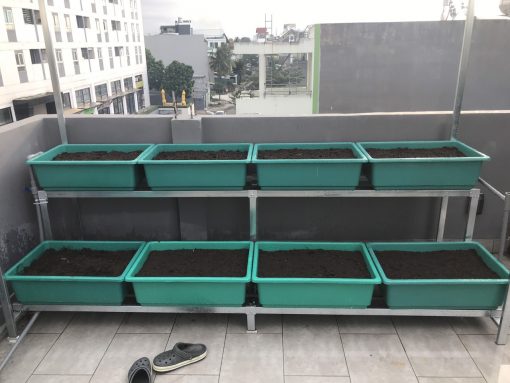 Bộ kệ trồng rau sạch 8 chậu 2 tầng