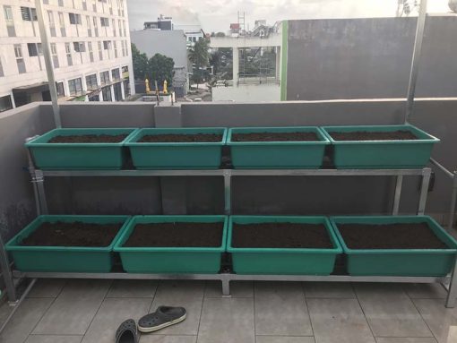 Bộ kệ trồng rau sạch 8 chậu 2 tầng
