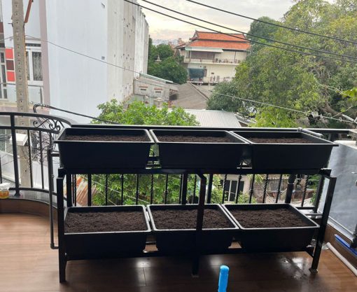 Giàn trồng rau ban công 6 khay
